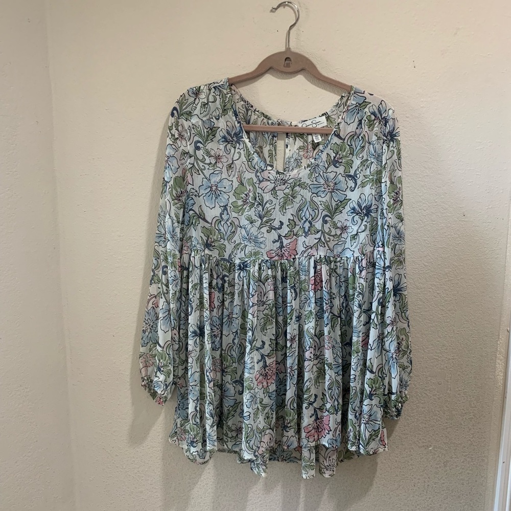 JESSICA SIMPSON | Maternity Floral Sheer  Blouse